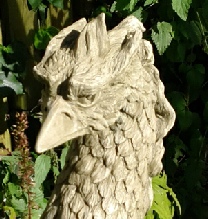 head detail: gothic phoenix statue for the garden